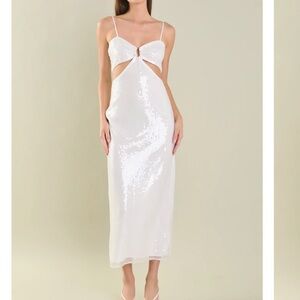 White Sequin Cutout Dress